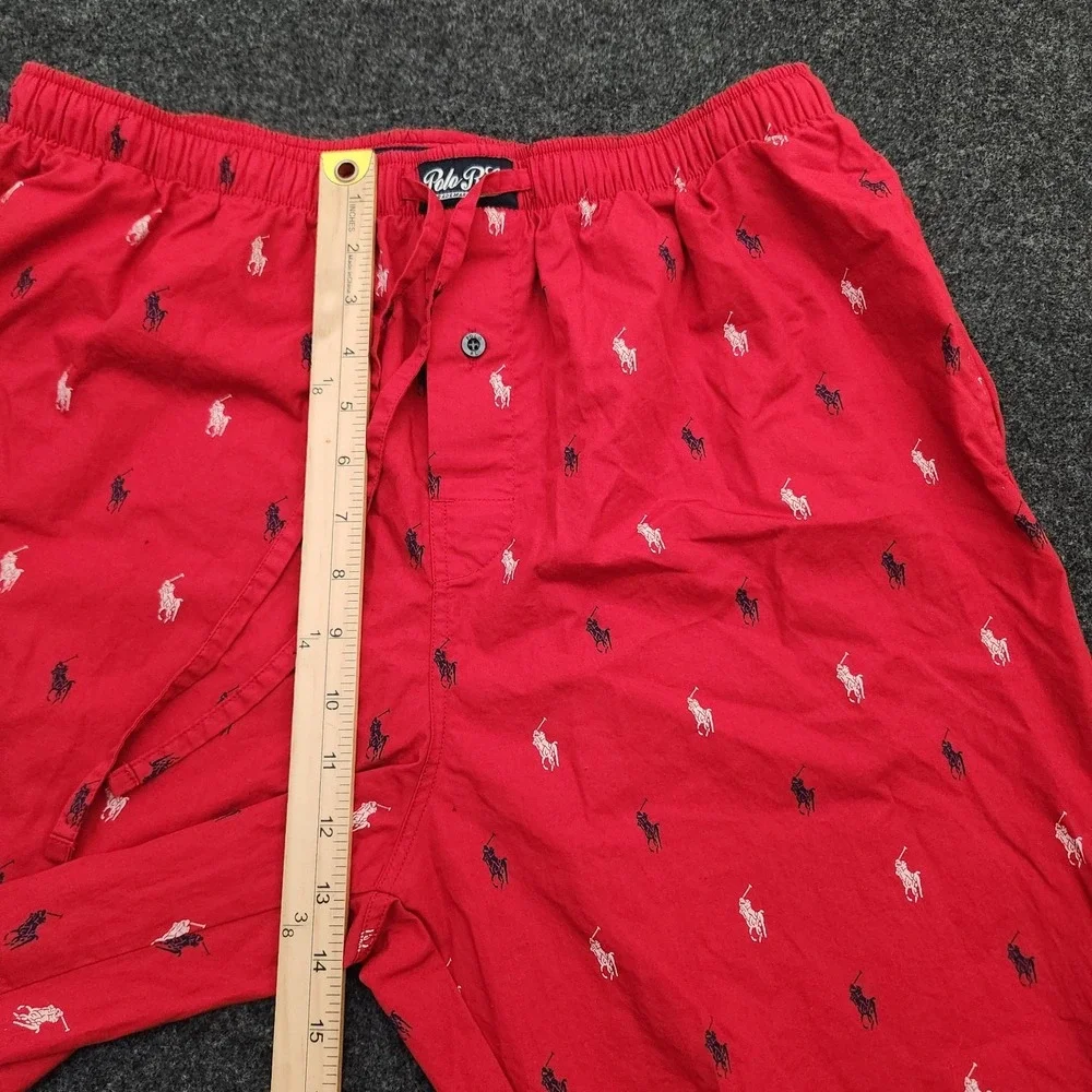 Polo Ralph Lauren Men's L Red All Over Pony Print Cotton Knit Lounge Sleep Pants